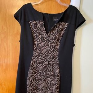 Black/animal print sheath dress